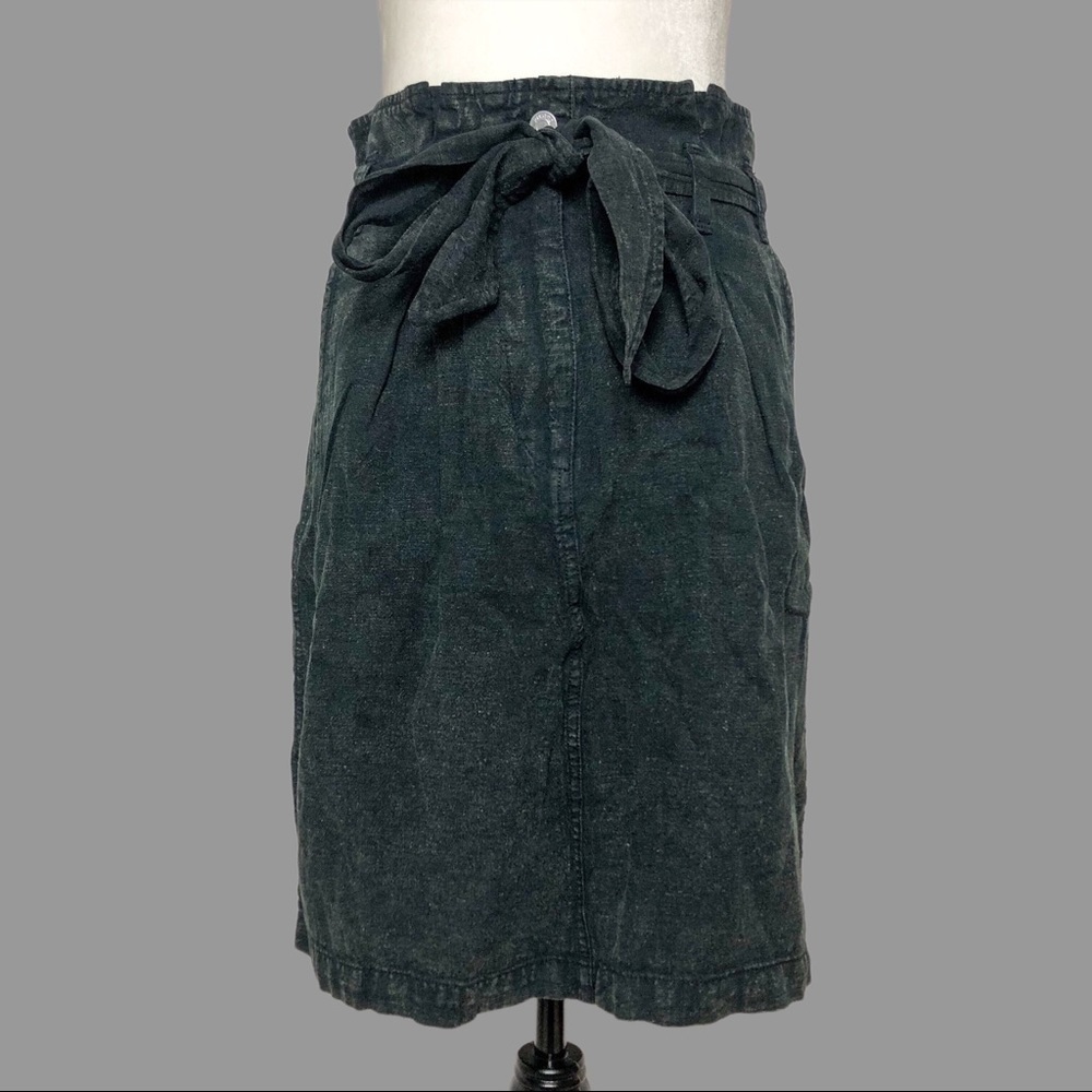 💙 6 💙 NWT Anthro Skirt Paperbag Bow Tie Closure Zipper Faded Black​